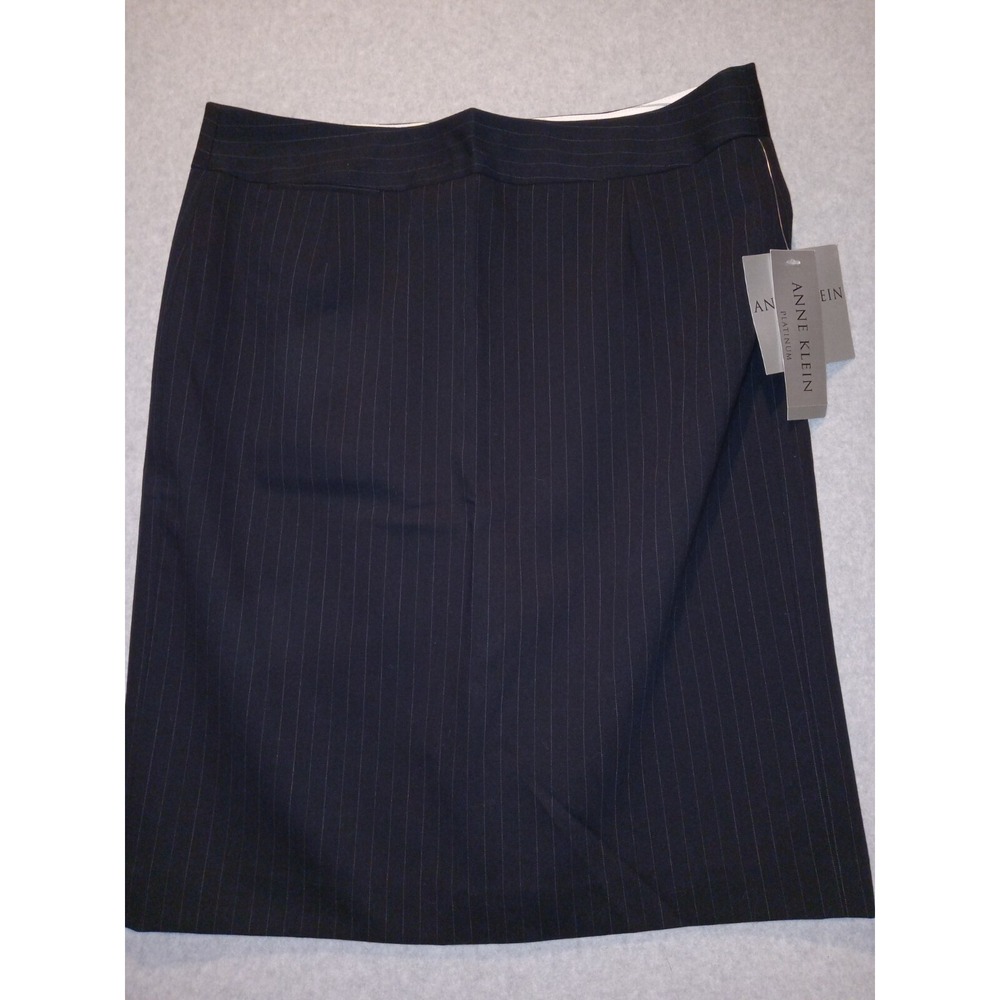 NEW Anne Klein Platinum Pencil Skirt Women's 6 Wool Blend Pinstriped in Ink